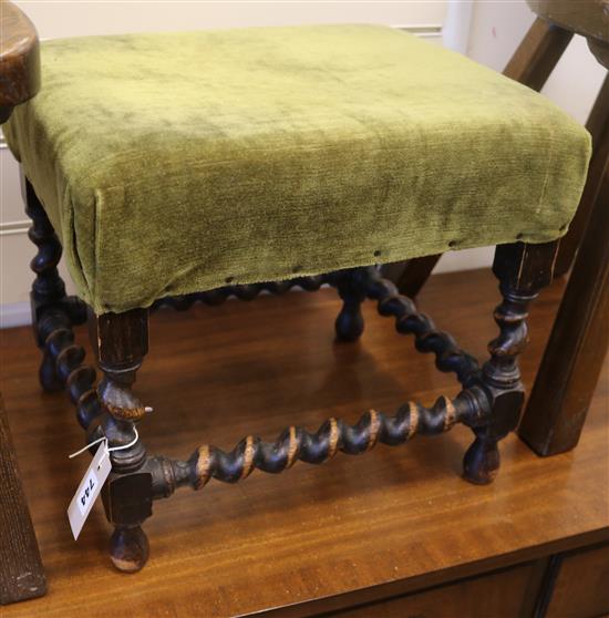 A barley twist oak stool W.40cm